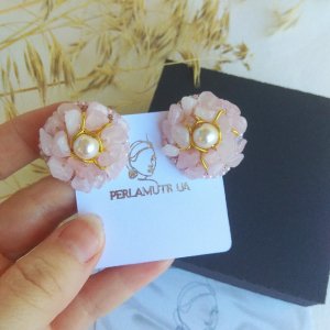 Работа Серьги из розового кварца