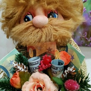 Работа Домовёнок с мешочком счастья оберег для дома 2
