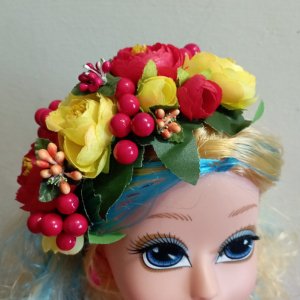 Робота Ободок, обруч із квітами та калиною