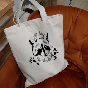 Робота Шопер з принтом "Keep calm and hug a raccoon"