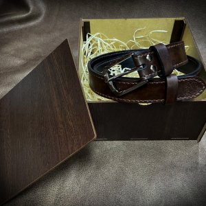 Работа Мужской ремень из кожи растительного дубления