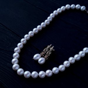 Работа Комплект из натурального жемчуга в позолоте "Вензель"