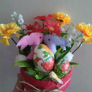 Работа Пасхальная композиция , пасхальные зайчики