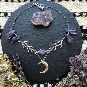 Робота Ельфійське кольє з місяцем, аметистами та гілочками