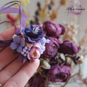 Работа Фиолетовый кулон ручной работы с цветами. Подарок девушке