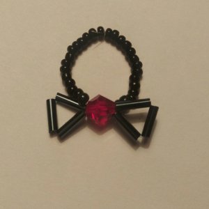 Робота Кільце з бісеру, вечірнє кільце, чорне кільце, кільце бант