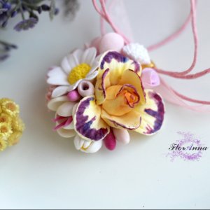 Робота Кулон із квітами ручної роботи "Літній коктейль".