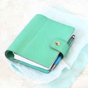 Робота Шкіряний планер / блокнот. Модель "Modern", Ментол (А6)