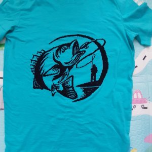 Работа Ручная вышивка на футболке, подарок рыбаку