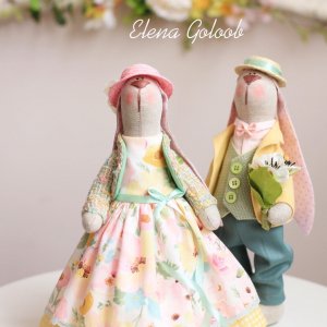 Работа Весенние влюбленные зайцы (Розово-желтые)