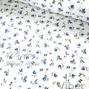 Робота Тканина бавовна для рукоділля vintage сині квіточки