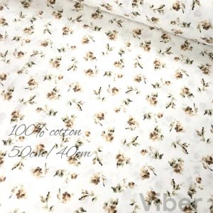Робота Тканина бавовна для рукоділля vintage коричневі квіточки