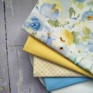 Работа Набор хлопка для рукоделия 4шт. Желто-голубой