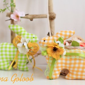 Работа Пасхальные кролики (желтый и салатовый)