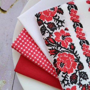 Работа Набор хлопка из 4 шт. Вышиванка