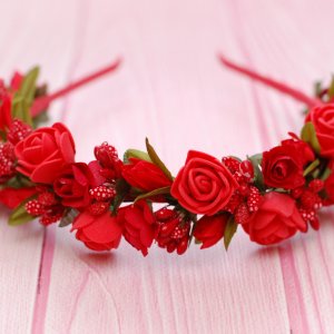 Робота Обруч ободок з квітами червоний