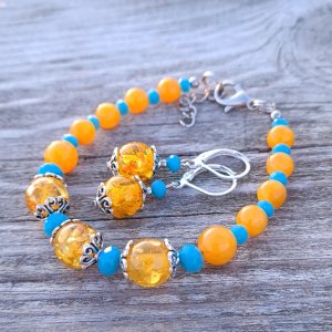 Работа Комплект браслет и серьги "Все будет Украина" №2