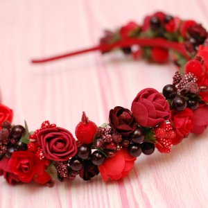 Робота Обруч чорно-червоно-бордовий під вишиванку 