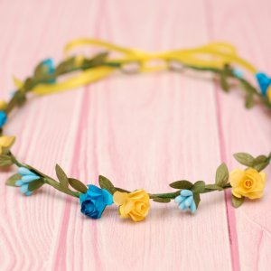 Работа Нежный венок венчик с цветами желто-голубой