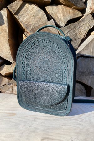 Робота РЮКЗАК З НАТУРАЛЬНОЇ ШКІРИ "ТАЛІСМАН"т.зелений