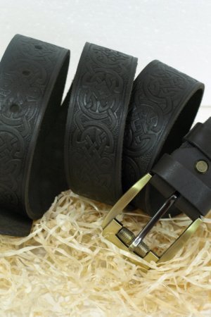 Робота ремінь шкіряний Вязь коричнева