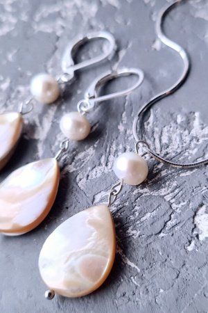 Робота Комплект у сріблі розкішні сережки та кулон на ланцюжку