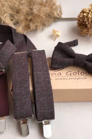 Работа Подтяжки и бабочка из твида цвета Марсала