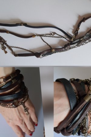 Робота Браслет з натуральної чорної і коричневої шкіри