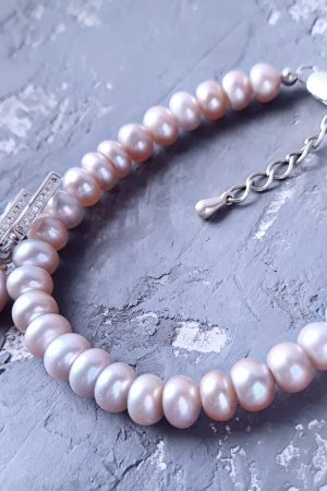 Робота Браслет та сережки з натуральних перлів # 350