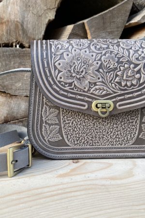 Робота Жіноча шкіряна сумка "Розмай" колір сірий