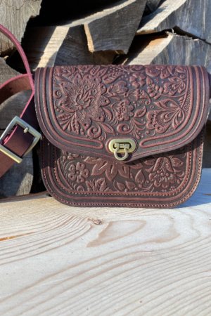 Робота СУМКА ШКІРЯНА "КВІТКА" КОЛІР БОРДО