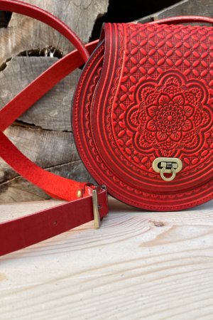 Работа Женская сумка из натуральной кожи "КОЛОРИТ" ЦВЕТ Красный