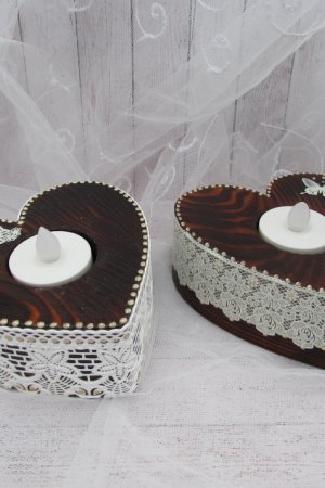 Работа Деревянный подсвечник Сердце