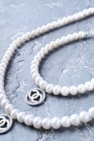 Работа Комплект из натурального жемчуга в серебре колье и браслет