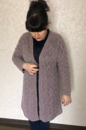Работа Кардиган воздушный и теплый из кидмохера 