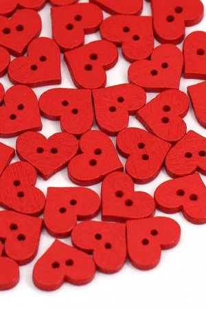Работа Пуговицы дерево красные сердца