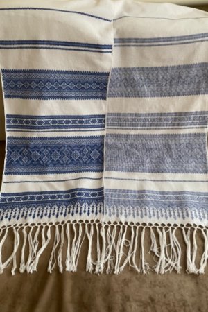 Работа Свадебный рушник с геометрическим орнаментом (синий)