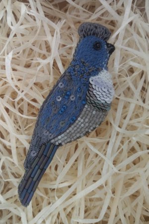 Работа Брошь вышитая Фазан