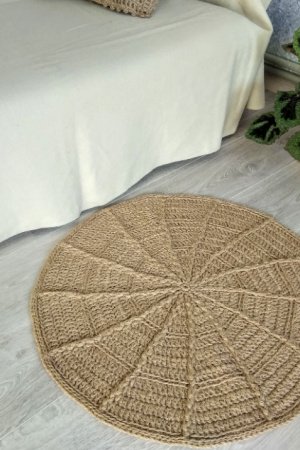 Робота Круглий килим з джуту. Килим ручної роботи. Рогожа.