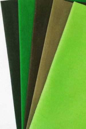 Работа Комплект ткани для рукоделия 5шт зеленая палитра