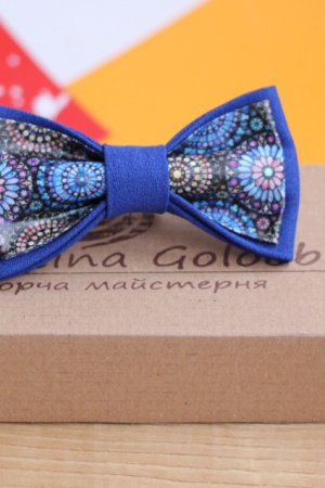 Работа Галстук-бабочка синий "Мозаика"