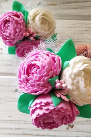 Работа Резинки для волос, пиона с фоамирану