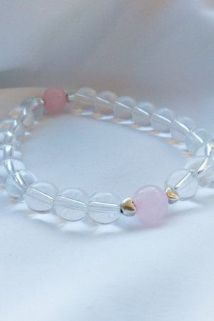 Работа Прозрачный браслет с розовым кварцем
