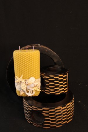 Работа Свечи из вощины, свечи с декором на 3 фителя