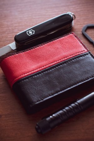 Работа Кожаный кошелек биколор