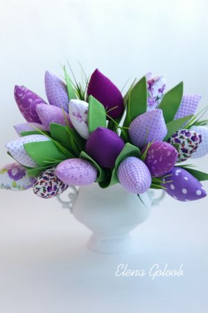 Работа Букет текстильных тюльпанов сиреневый