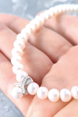 Работа Колье из натурального жемчуга и жемчужиной Майорка