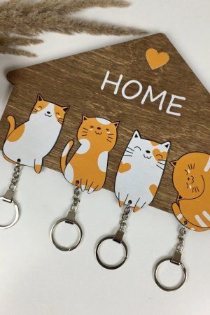 Работа Оригинальное деревянная ключница с милыми котиками