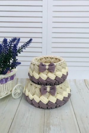 Работа Набор вязаных корзинок 