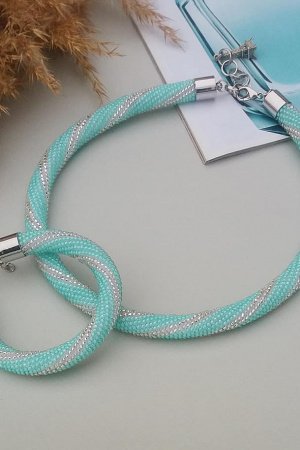 Робота Джгут із чеського бісеру ′М′ятно-срібний′